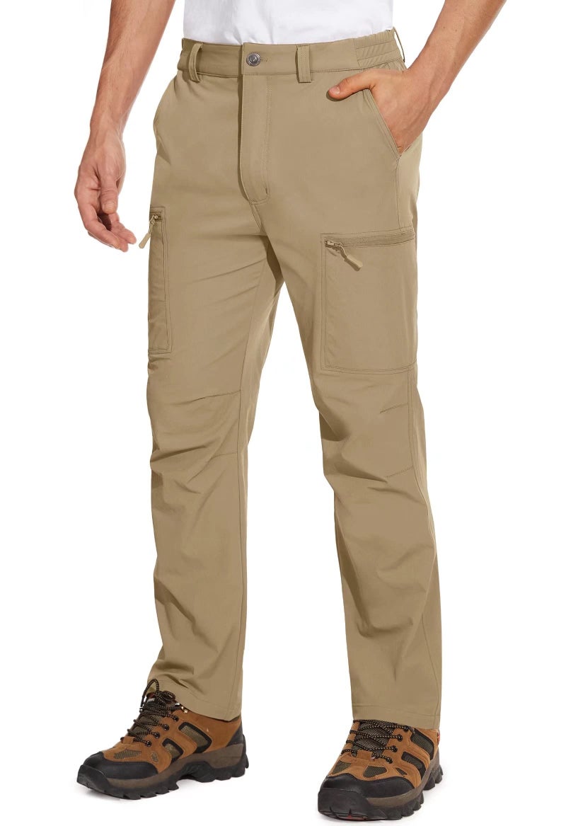 MAGCOMSEN Hiking Pants for Men Quick Dry Water Resistant Summer Work Pants Light Weight Travel Fishing Outdoor Khaki - Image 1